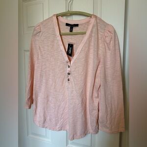 White House Black Market Chilled Sorbet Peach Henley Top Size L NWT